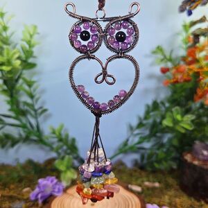 Handmade Amethyst Crystal Owl Décor #67